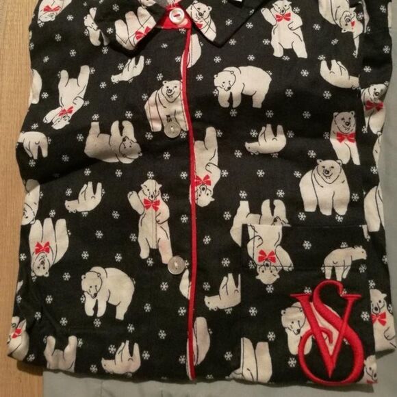 Victoria’s Secret Dreamer Flannel Palas Bear pajama jacket top ONLY - Picture 5 of 10